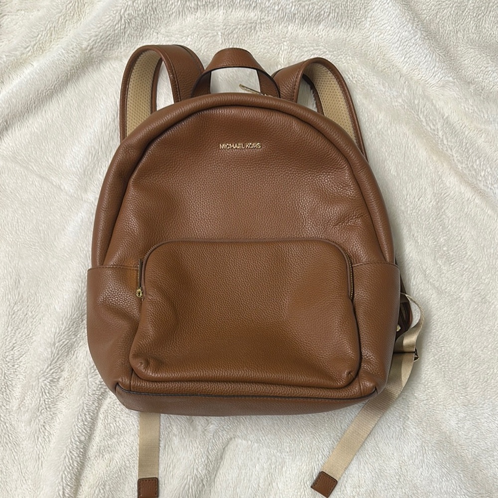 Michael Kors Brown Leather Backpack Minimalist Design